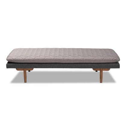 Two-Tone Grey Fabric Upholstered Walnut Finished Wood Daybed