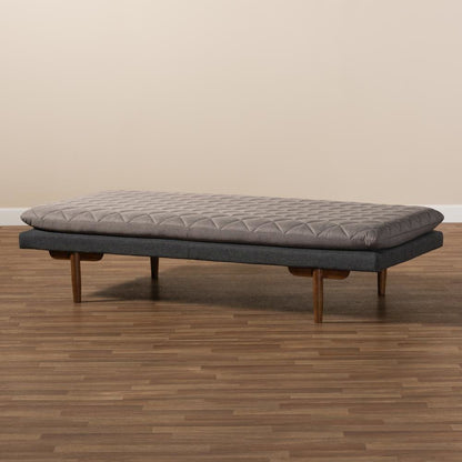Two-Tone Grey Fabric Upholstered Walnut Finished Wood Daybed