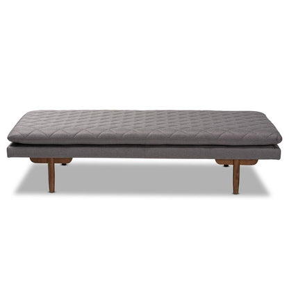 Marit Mid-Century Modern Grey Fabric Upholstered Walnut Finished Wood Daybed