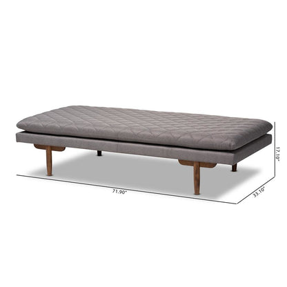 Marit Mid-Century Modern Grey Fabric Upholstered Walnut Finished Wood Daybed