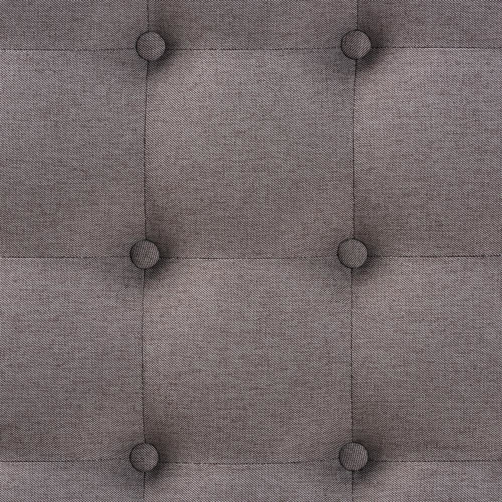 Grey Fabric Upholstered Walnut Finished Cocktail Ottoman