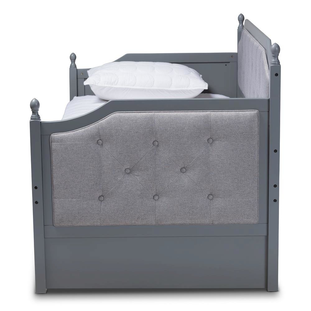 Grey Finished Wood Twin Size Daybed with Trundle
