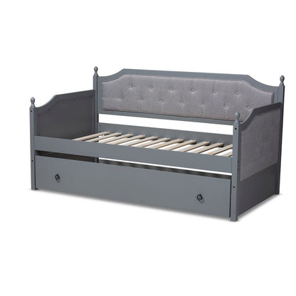Grey Finished Wood Twin Size Daybed with Trundle