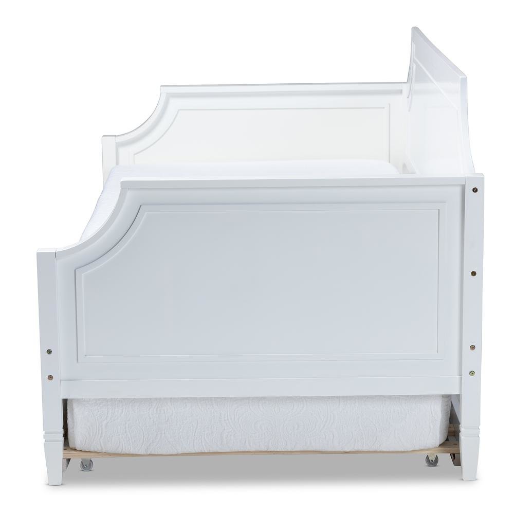 Traditional White Finished Wood Twin Size Daybed with Trundle