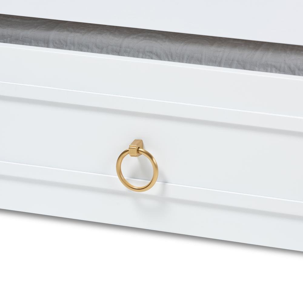 Traditional White Finished Wood Twin Size Daybed with Trundle