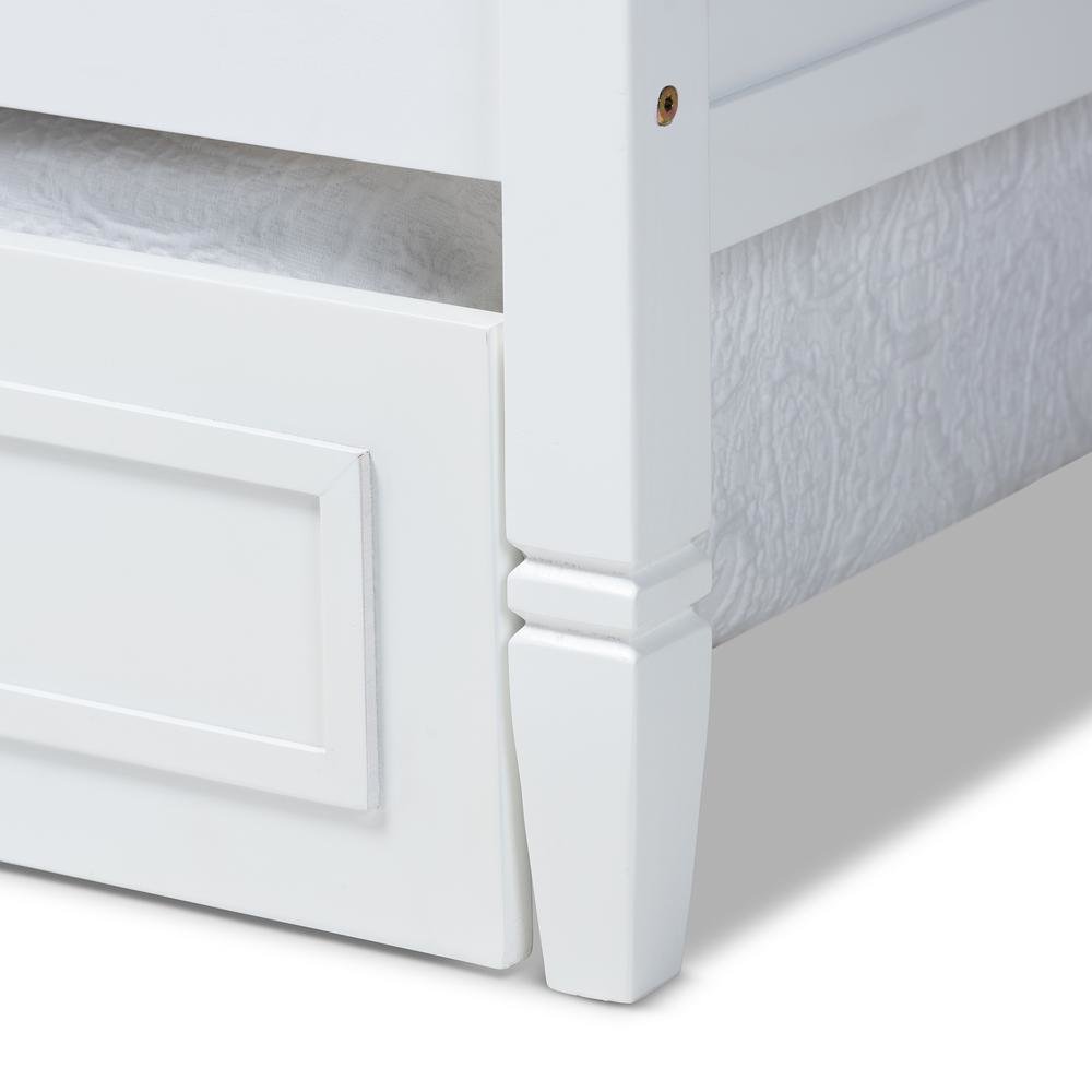 Traditional White Finished Wood Twin Size Daybed with Trundle