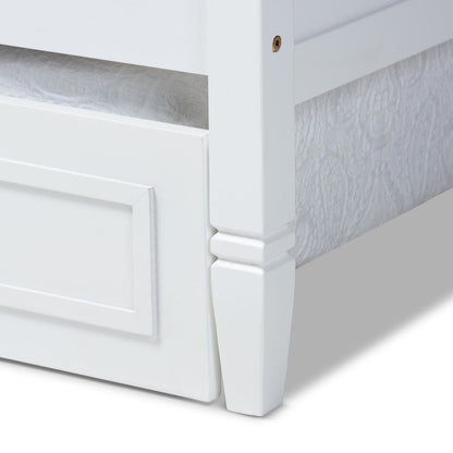 Traditional White Finished Wood Twin Size Daybed with Trundle