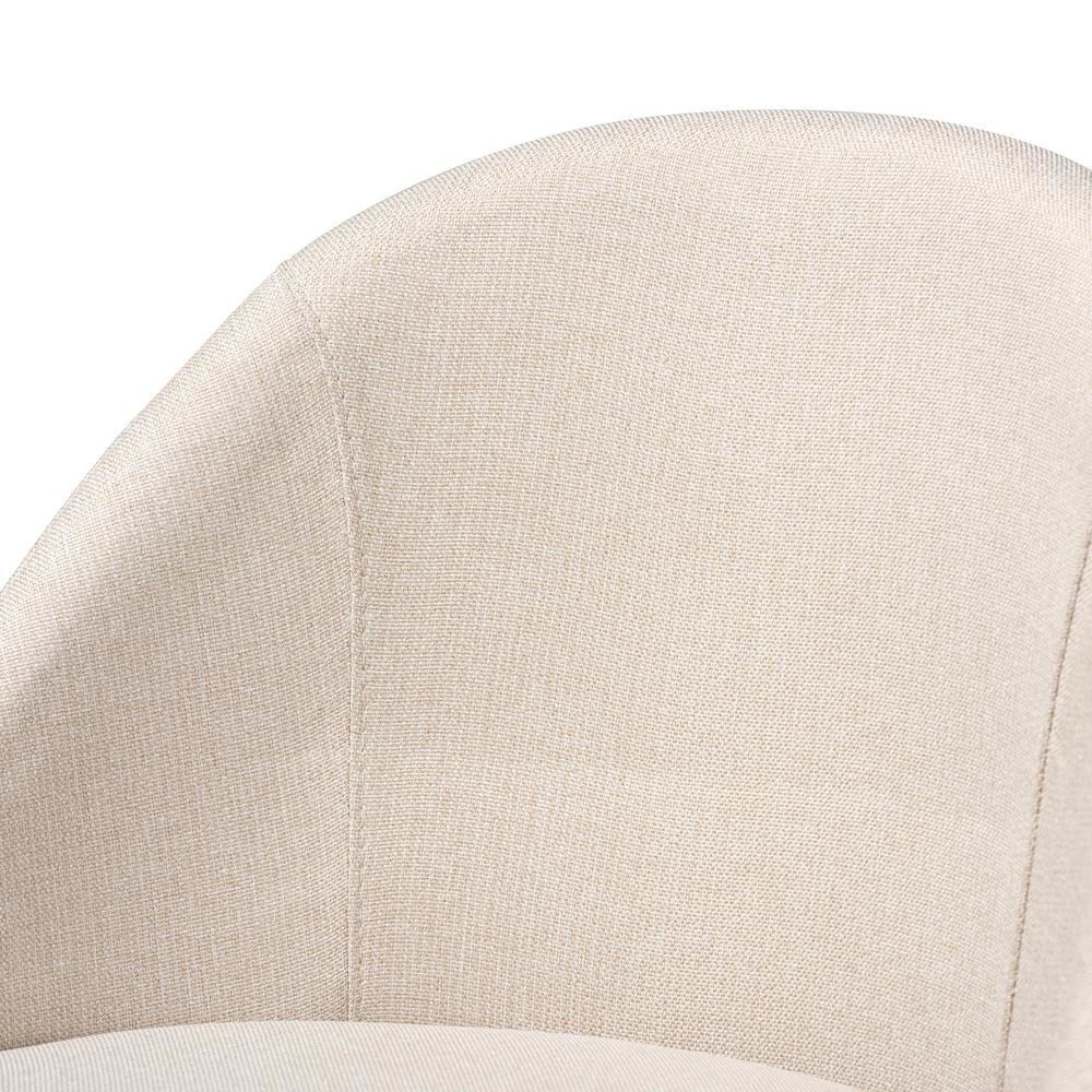 Light Beige Fabric Upholstered Walnut-Finished Wood 2-Piece Swivel Bar Stool Set