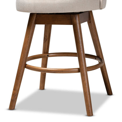 Walnut-Finished Wood Swivel Counter Stool Set of 2