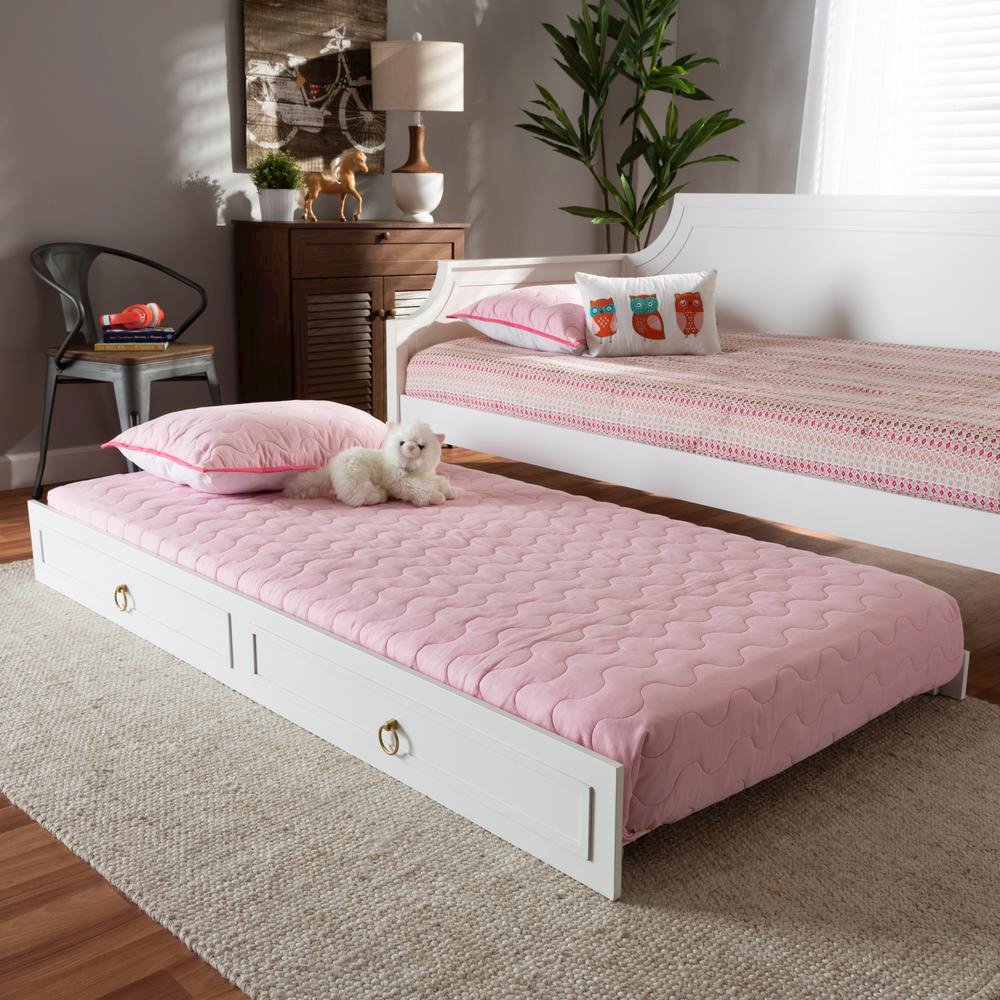Mariana Classic and Traditional White Finished Wood Twin Size Trundle