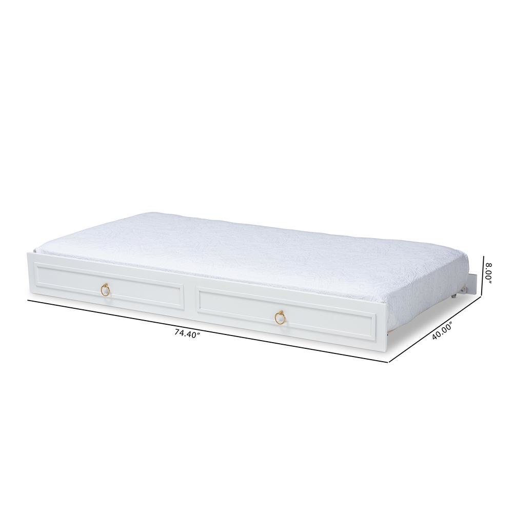 Mariana Classic and Traditional White Finished Wood Twin Size Trundle