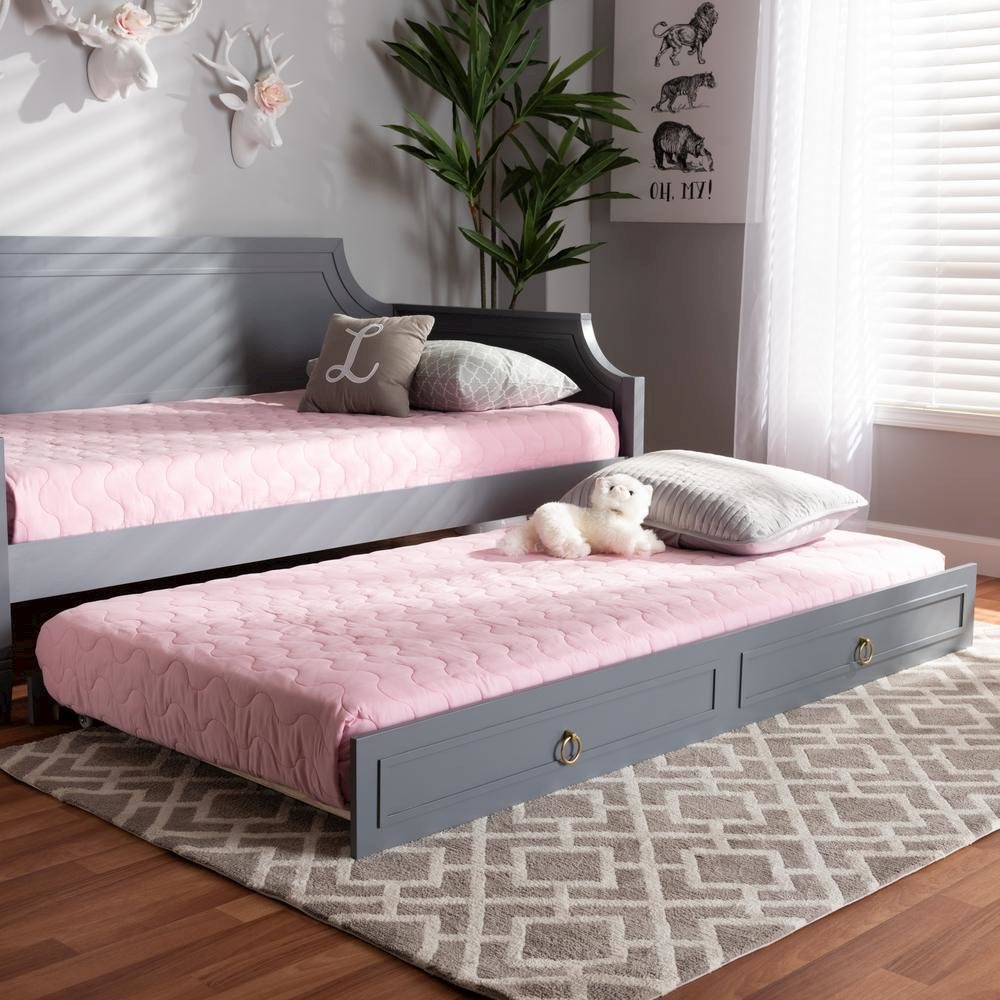 Mariana Classic and Traditional Grey Finished Wood Twin Size Trundle