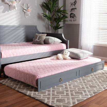 Mariana Classic and Traditional Grey Finished Wood Twin Size Trundle