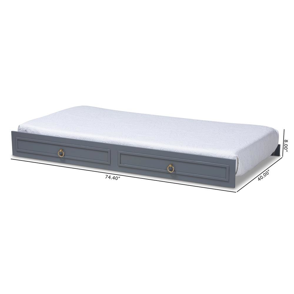 Mariana Classic and Traditional Grey Finished Wood Twin Size Trundle