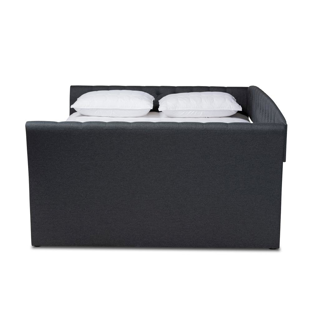 Delora Modern and Contemporary Dark Grey Fabric Upholstered Queen Size Daybed