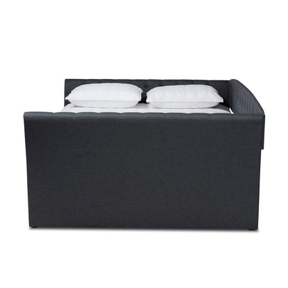 Delora Modern and Contemporary Dark Grey Fabric Upholstered Queen Size Daybed