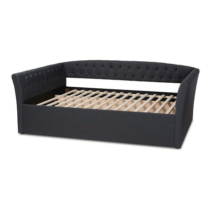Delora Modern and Contemporary Dark Grey Fabric Upholstered Queen Size Daybed