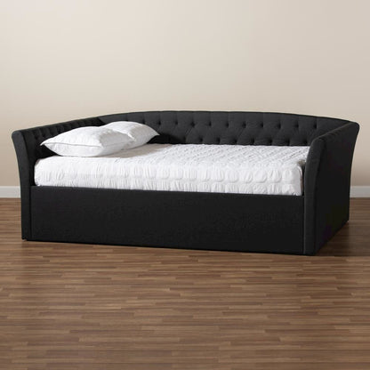 Delora Modern and Contemporary Dark Grey Fabric Upholstered Queen Size Daybed