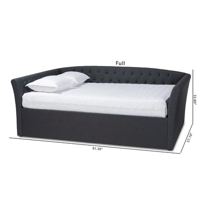Delora Modern and Contemporary Dark Grey Fabric Upholstered Queen Size Daybed