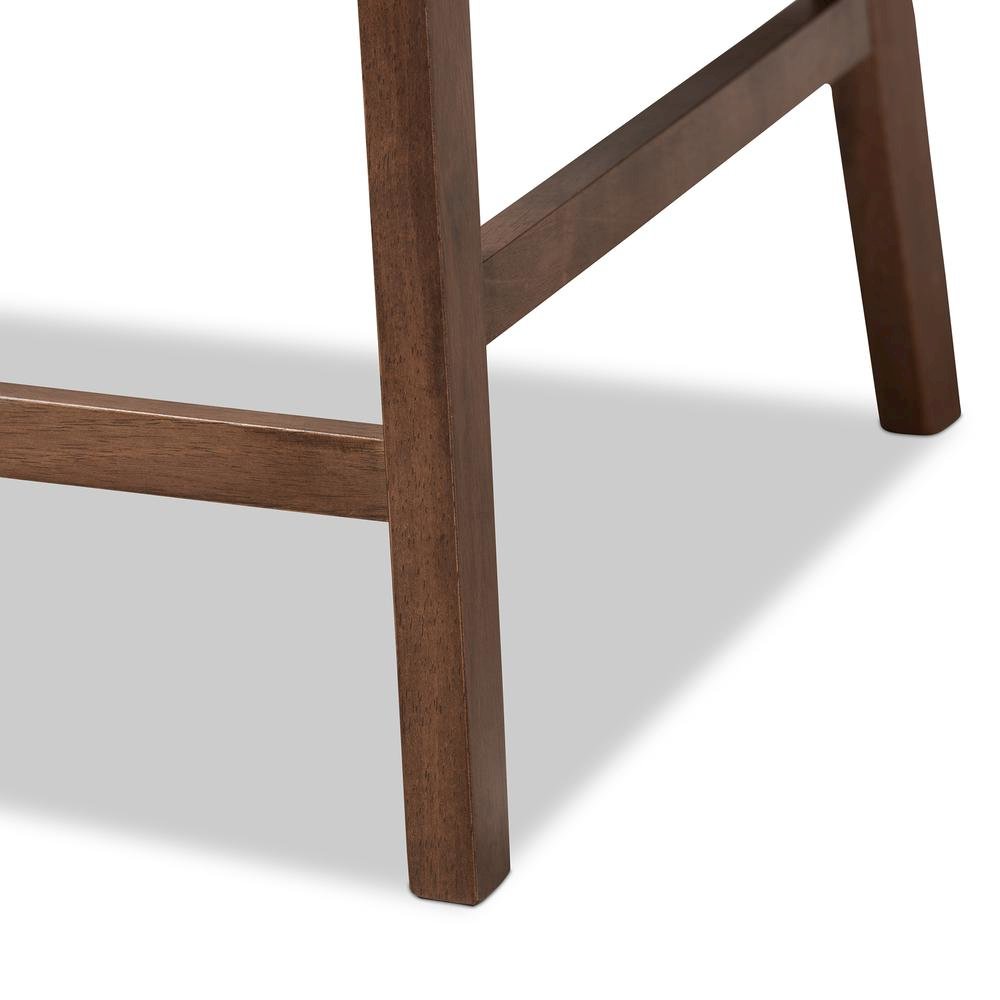 Light Grey Fabric Upholstered Walnut Finished 2-Piece Wood Counter Stool Set