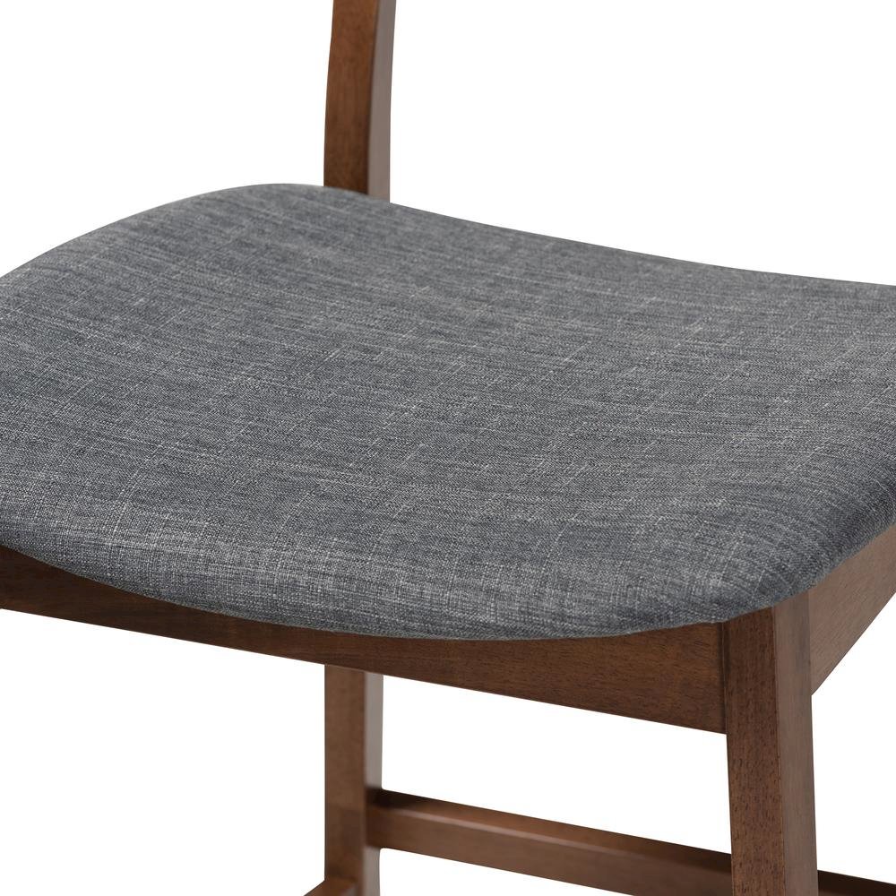 Dark Grey Fabric Upholstered Walnut Finished 2-Piece Wood Counter Stool Set