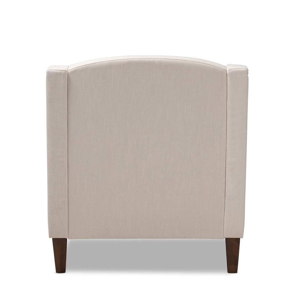 Beige Fabric Upholstered Wenge Brown Finished Chaise Lounge