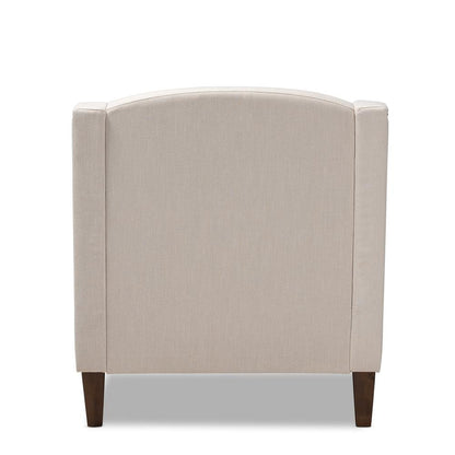 Beige Fabric Upholstered Wenge Brown Finished Chaise Lounge