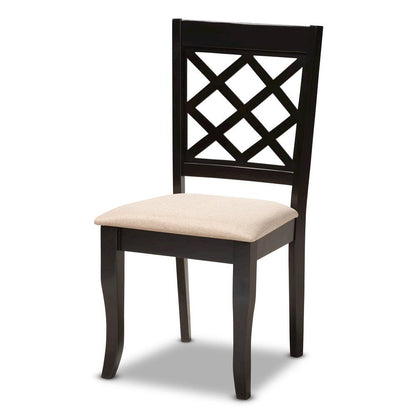 Sand Fabric Upholstered Espresso Brown Finished 5-Piece Wood Dining Set
