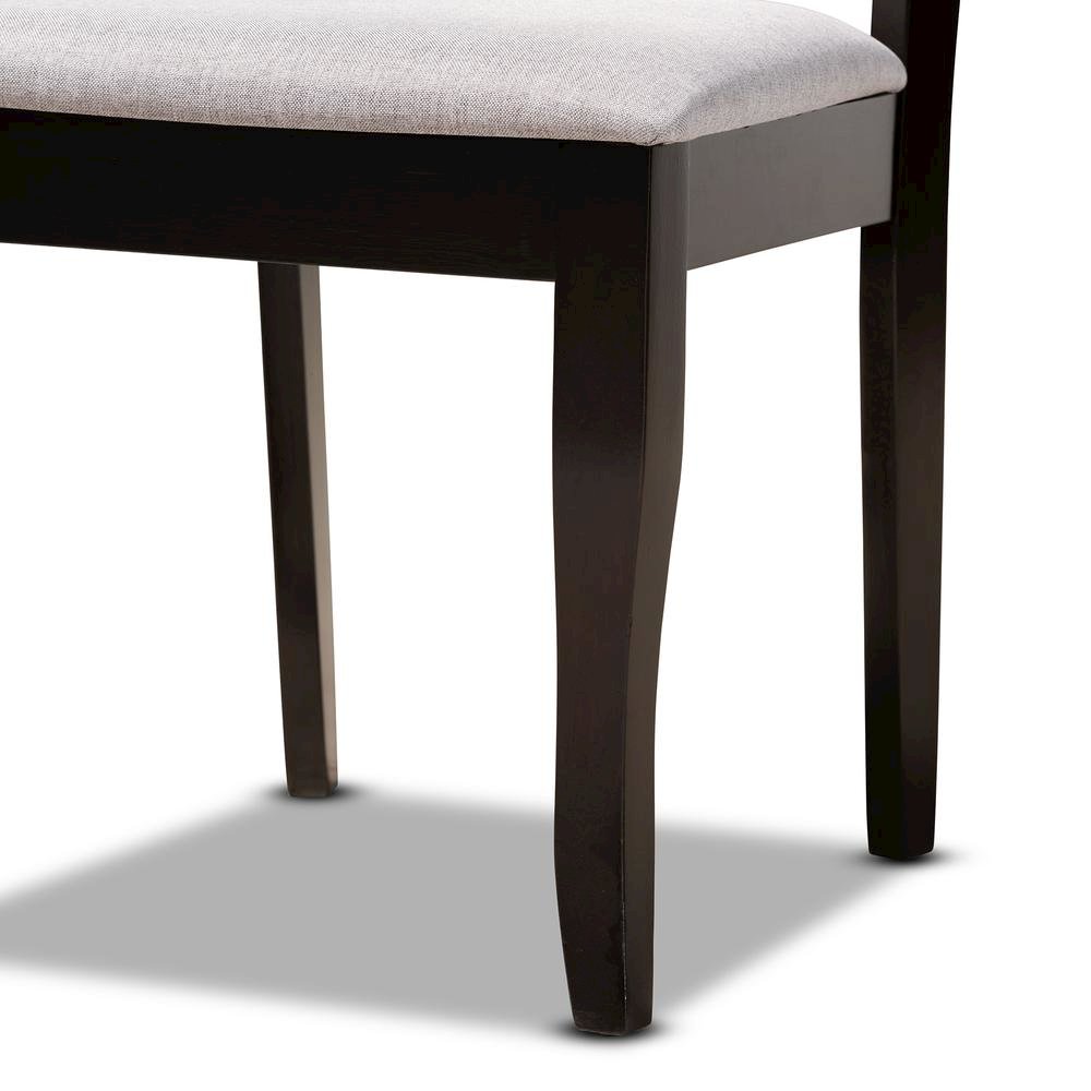 Grey Fabric Upholstered and Dark Brown Finished Wood 5-Piece Dining Set