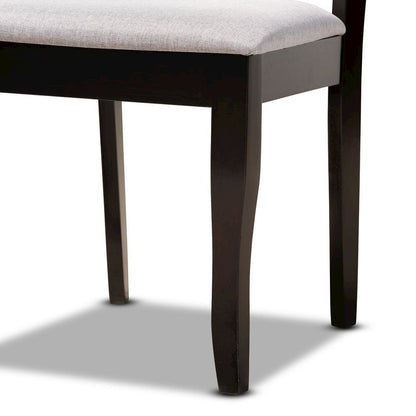 Grey Fabric Upholstered and Dark Brown Finished Wood 5-Piece Dining Set