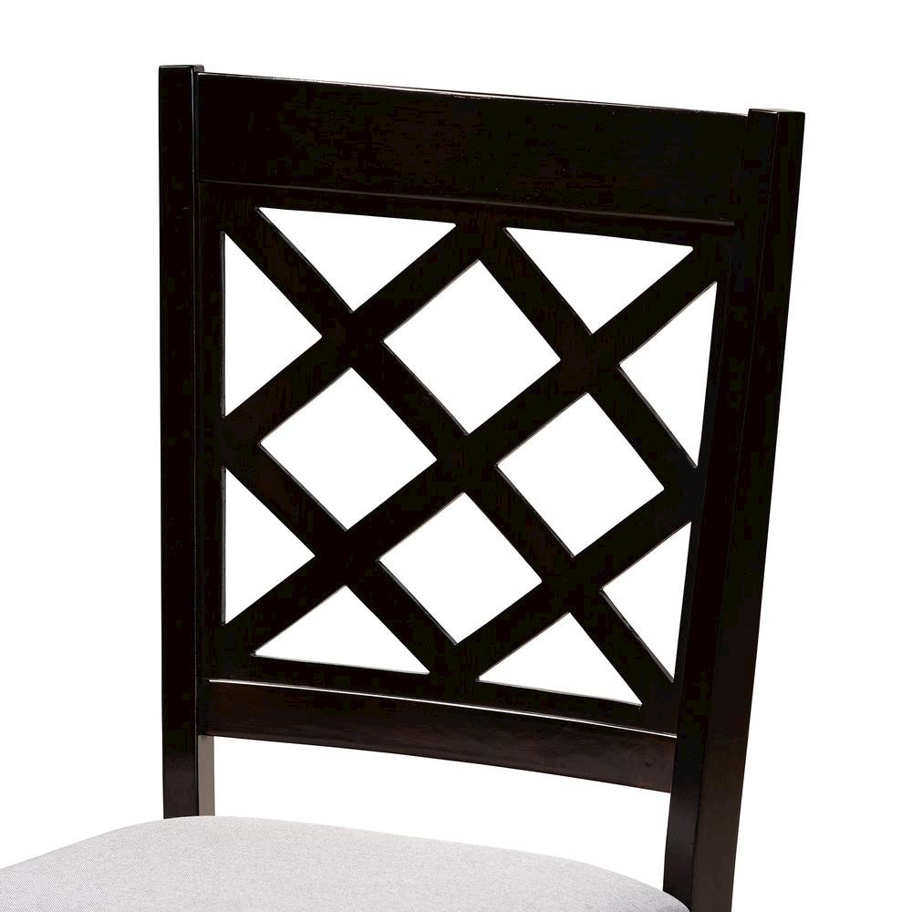 Grey Fabric Upholstered and Dark Brown Finished Wood 5-Piece Dining Set
