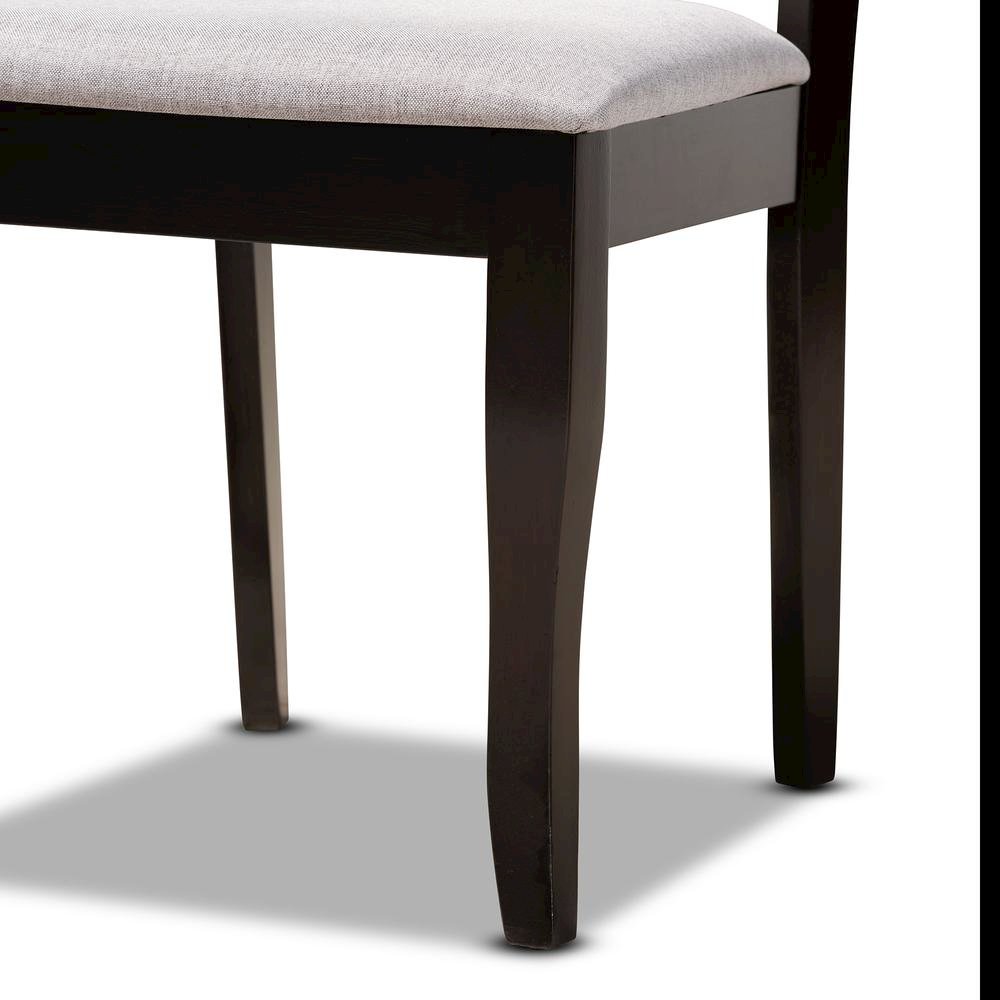 Grey Fabric Upholstered and Dark Brown Finished Wood 5-Piece Dining Set