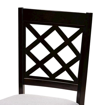Grey Fabric Upholstered and Dark Brown Finished Wood 5-Piece Dining Set
