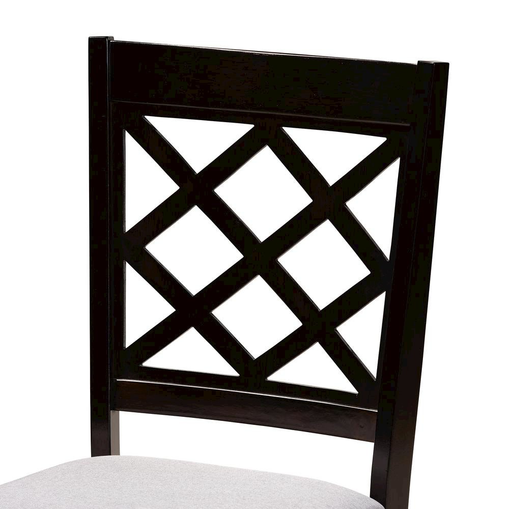 Grey Fabric Upholstered and Dark Brown Finished Wood 5-Piece Dining Set