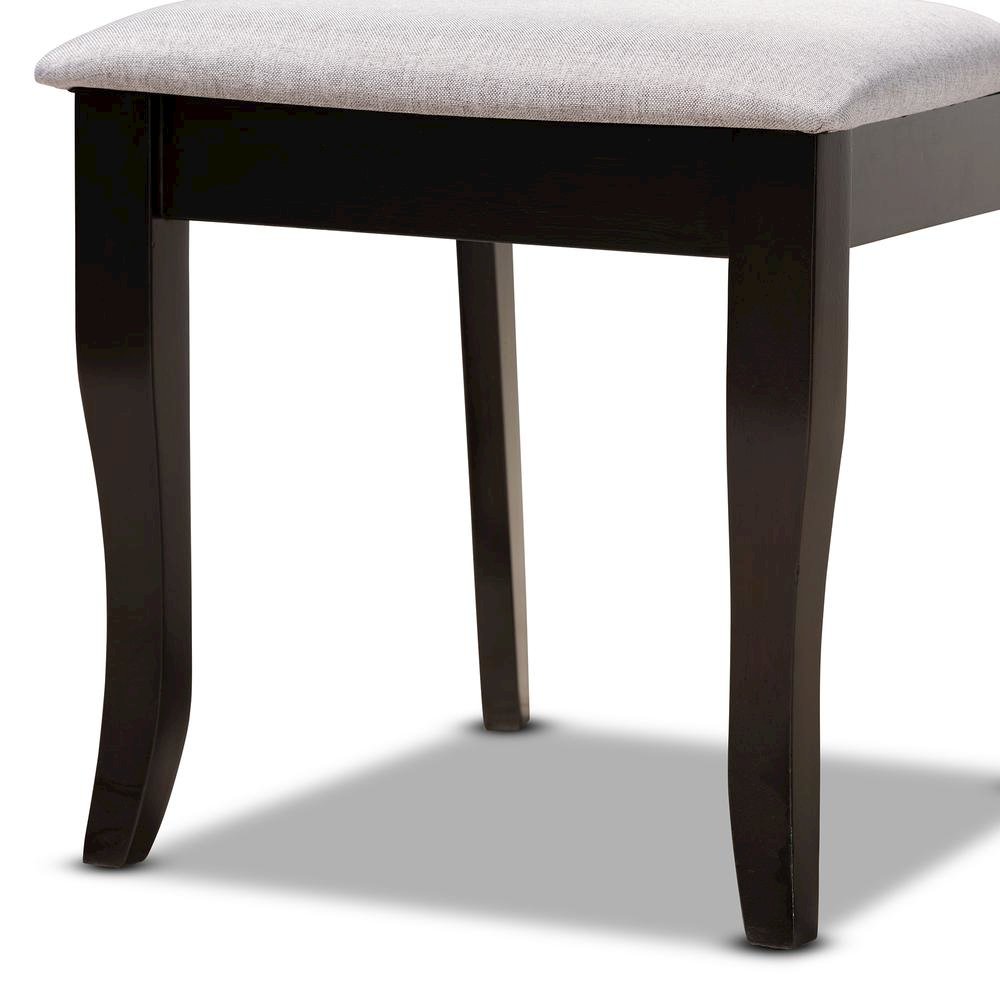 Grey Fabric Upholstered and Dark Brown Finished Wood 5-Piece Dining Set