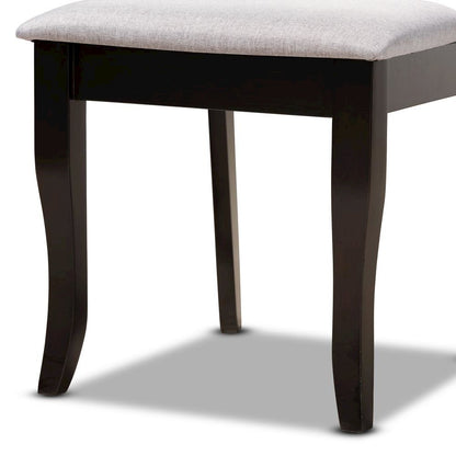 Grey Fabric Upholstered and Dark Brown Finished Wood 5-Piece Dining Set