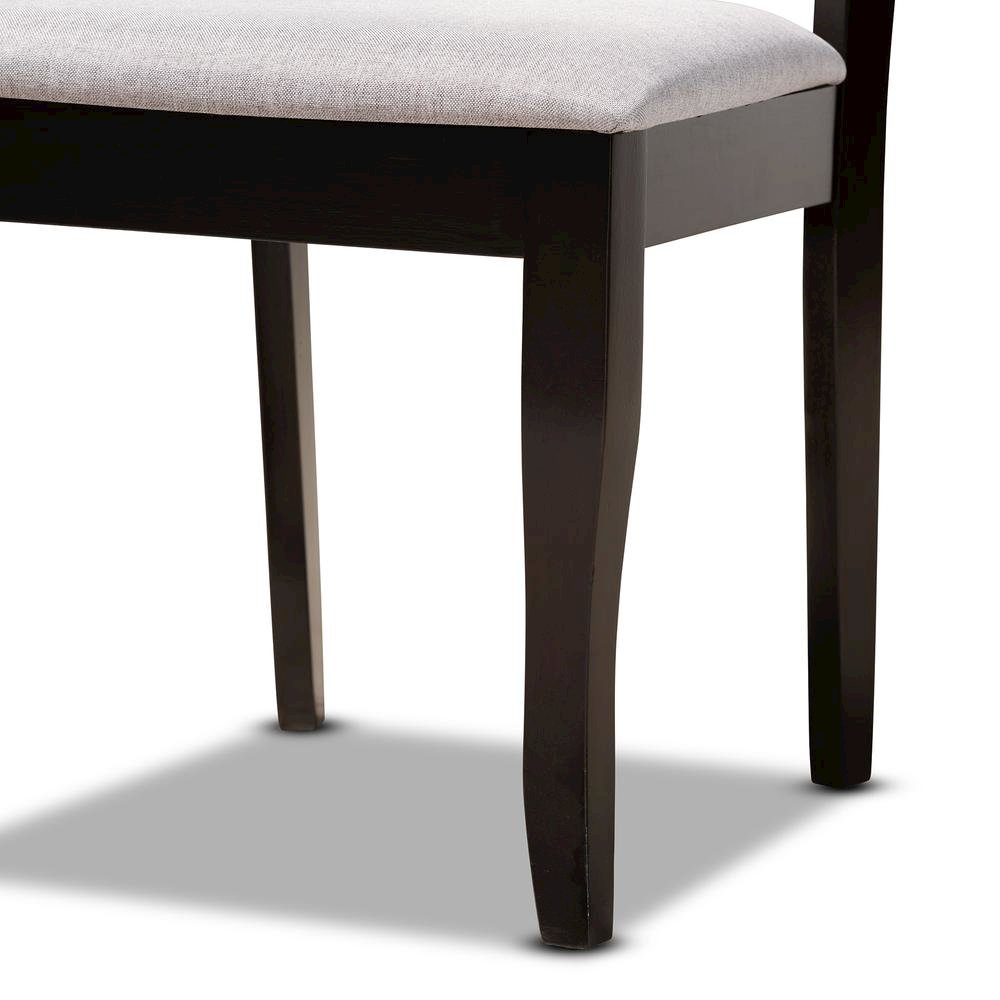 Grey Fabric Upholstered and Dark Brown Finished Wood 6-Piece Dining Set