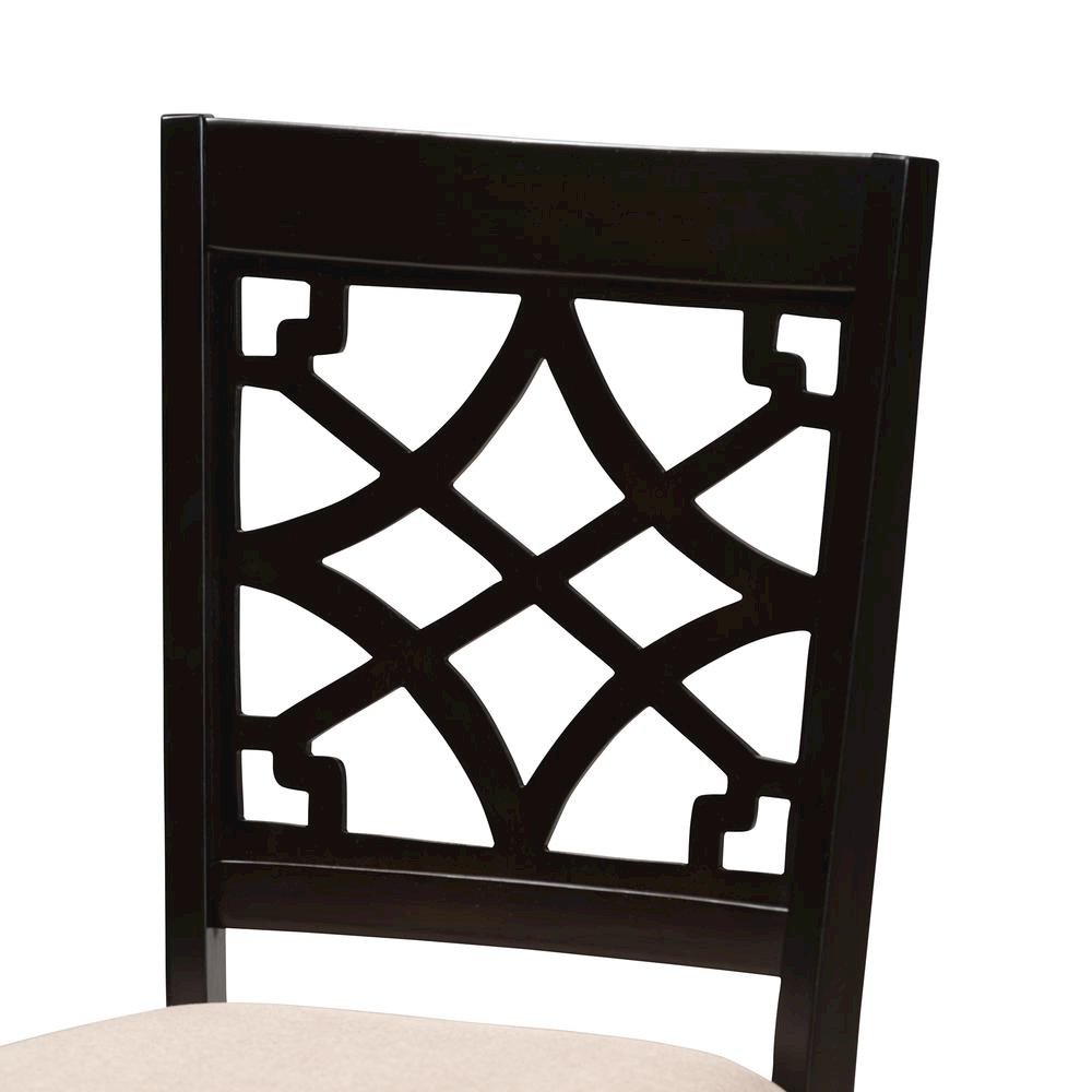Sand Fabric Upholstered Espresso Brown Finished 5-Piece Wood Dining Set
