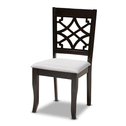Grey Fabric Upholstered and Dark Brown Finished Wood 5-Piece Dining Set