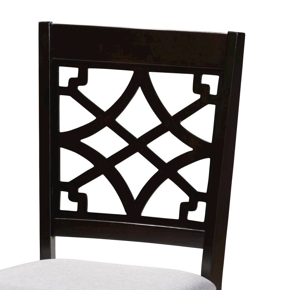 Grey Fabric Upholstered and Dark Brown Finished Wood 5-Piece Dining Set