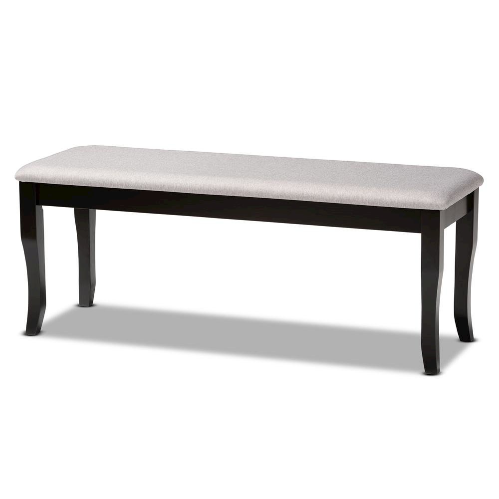 Grey Fabric Upholstered and Dark Brown Finished Wood 6-Piece Dining Set
