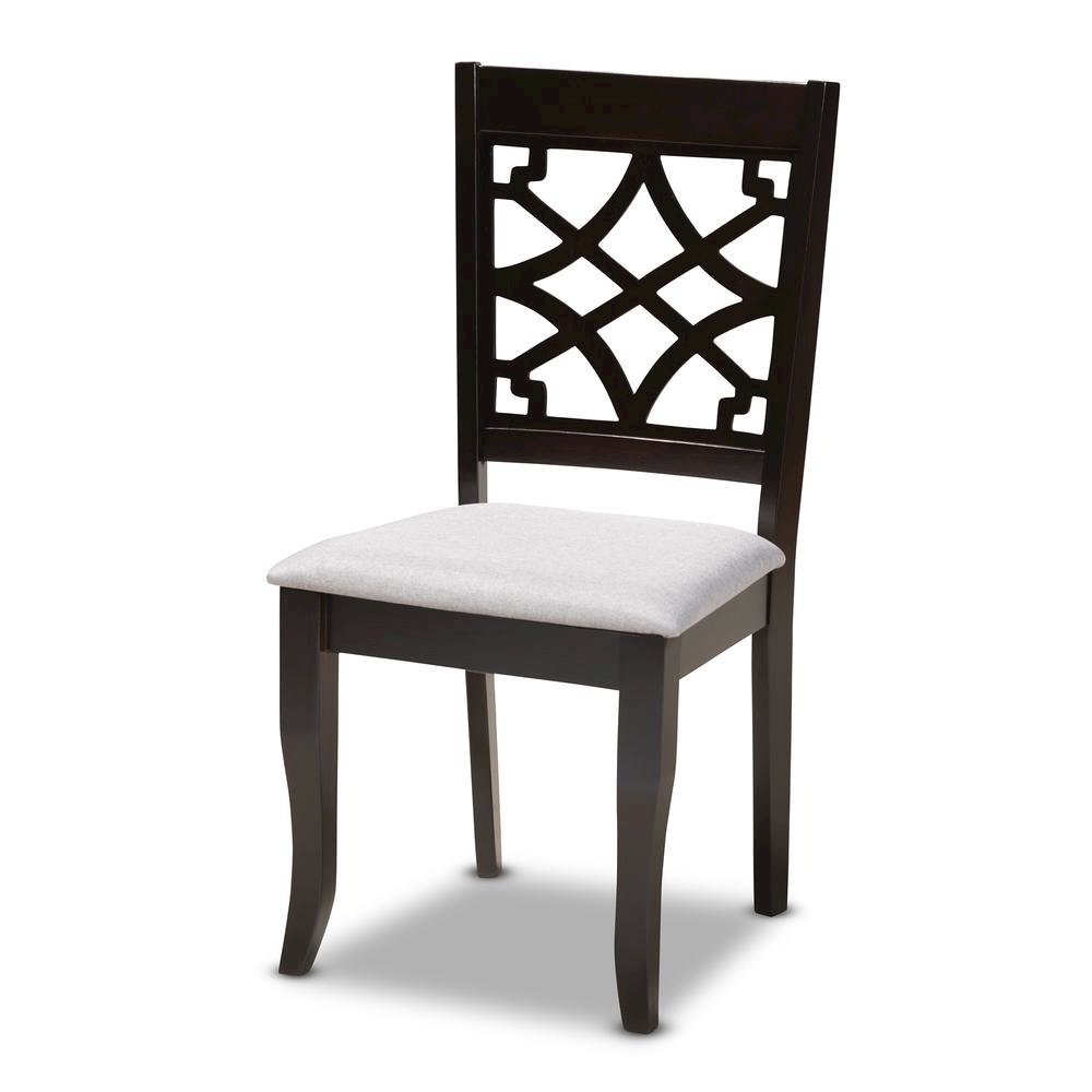 Grey Fabric Upholstered Espresso Brown Finished 5-Piece Wood Dining Set