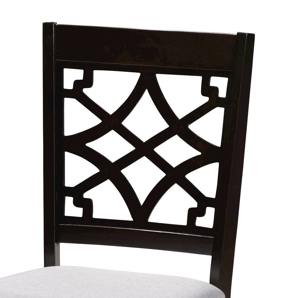 Grey Fabric Upholstered Espresso Brown Finished 5-Piece Wood Dining Set