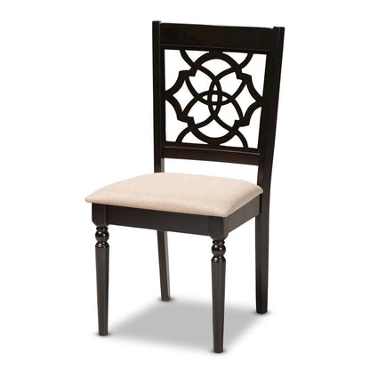 Sand Fabric Upholstered Espresso Brown Finished 5-Piece Wood Dining Set