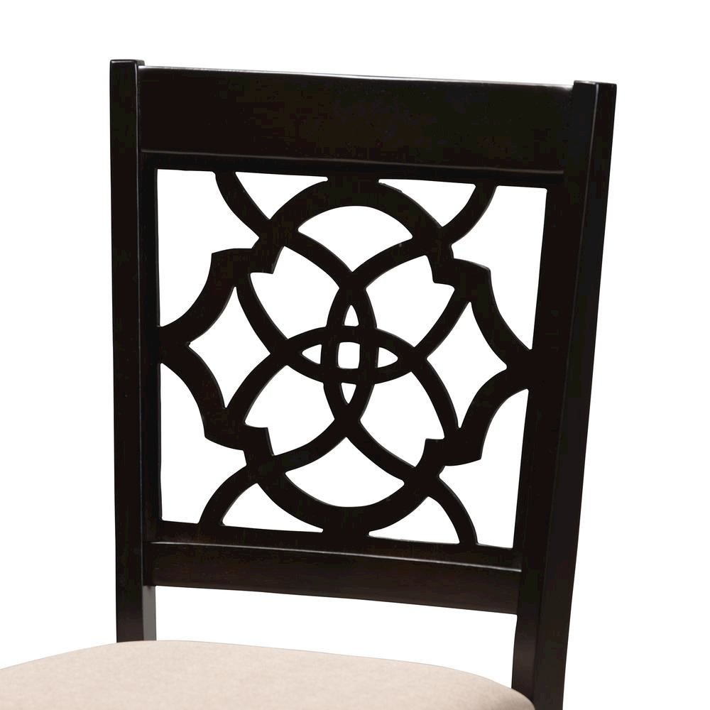 Sand Fabric Upholstered Espresso Brown Finished 5-Piece Wood Dining Set