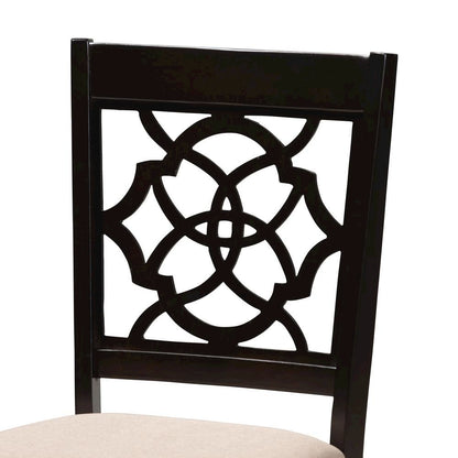 Sand Fabric Upholstered Espresso Brown Finished 5-Piece Wood Dining Set