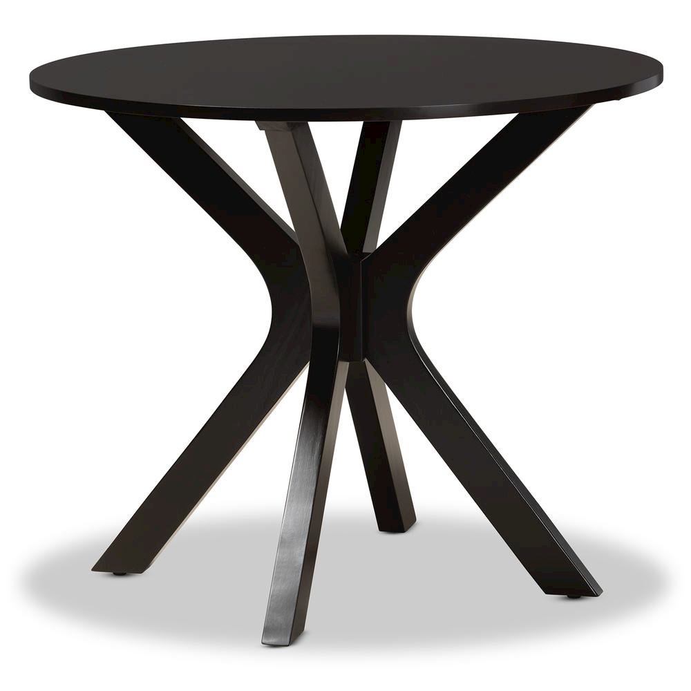 Grey Fabric Upholstered and Dark Brown Finished Wood 5-Piece Dining Set