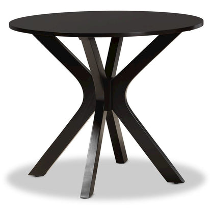 Grey Fabric Upholstered and Dark Brown Finished Wood 5-Piece Dining Set