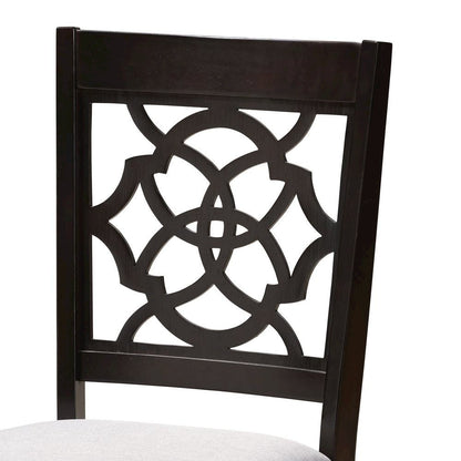 Grey Fabric Upholstered and Dark Brown Finished Wood 5-Piece Dining Set