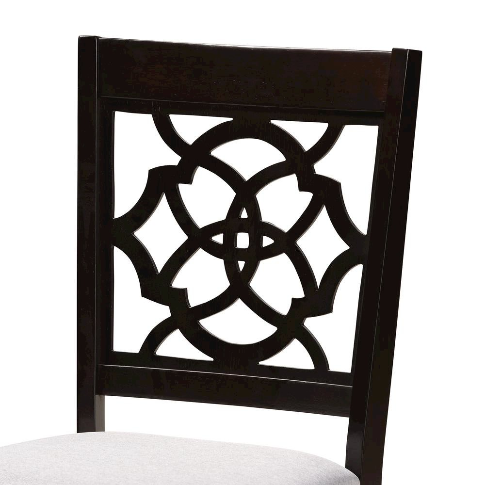 Grey Fabric Upholstered and Walnut Brown Finished Wood 5-Piece Dining Set